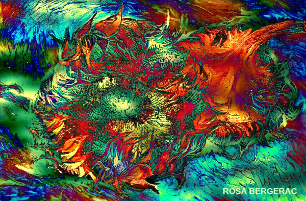 VAN GOGH SUNFLOWERS PULSING LIVE - PAINTING BY ROSA BERGERAC